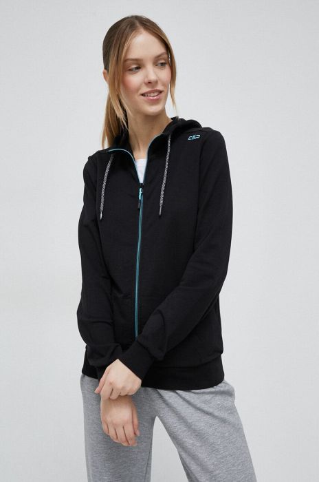 Кофта CMP жіноча колір чорний з капюшоном однотонна Кофта CMP жіноча колір чорний з капюшоном однотонна