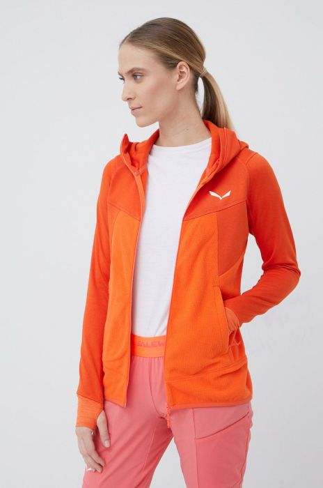 Спортивна кофта Salewa Puez Hybrid жіноча колір помаранчевий візерунок Спортивна кофта Salewa Puez Hybrid жіноча колір помаранчевий візерунок