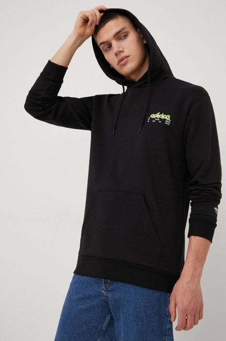 Кофта adidas Originals HC7120 чоловіча колір чорний однотонна HC7120-BLK/SYELO Кофта adidas Originals HC7120 чоловіча колір чорний однотонна HC7120-BLK/SYELO