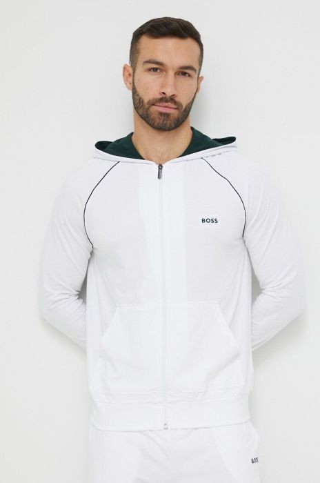 Кофта BOSS чоловіча колір бежевий з капюшоном однотонна (3005562) Кофта BOSS чоловіча колір бежевий з капюшоном однотонна (3005562)