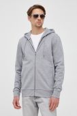 Бавовняна кофта BOSS чоловіча колір сірий з капюшоном однотонна