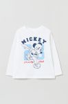 Дитячий бавовняний лонгслів OVS X Disney колір білий з принтом Дитячий бавовняний лонгслів OVS X Disney колір білий з принтом