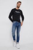 Бавовняний лонгслів Pepe Jeans Eggo Long колір чорний гладкий Бавовняний лонгслів Pepe Jeans Eggo Long колір чорний гладкий