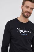Бавовняний лонгслів Pepe Jeans Eggo Long колір чорний гладкий Бавовняний лонгслів Pepe Jeans Eggo Long колір чорний гладкий