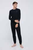 Піжамний лонгслів BOSS колір чорний з аплікацією Піжамний лонгслів BOSS колір чорний з аплікацією