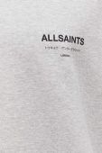 Бавовняний лонгслів AllSaints колір сірий з принтом Бавовняний лонгслів AllSaints колір сірий з принтом