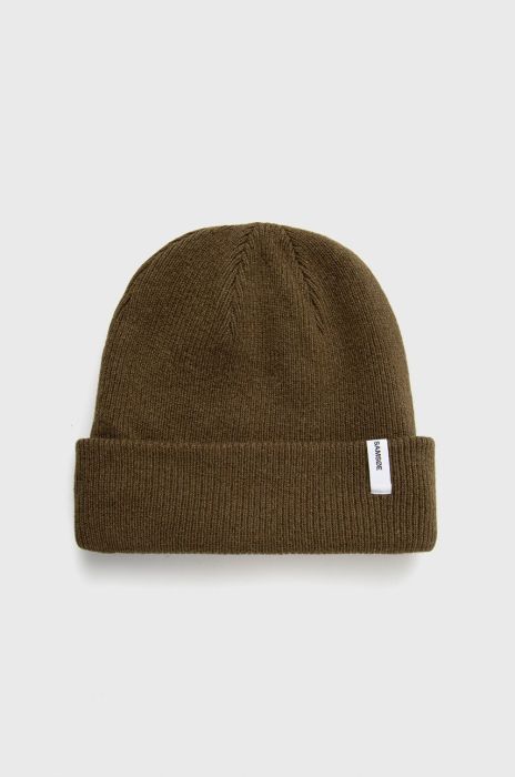 Вовняна шапка Samsoe Samsoe колір зелений з товстого трикотажу вовна (2712804) Вовняна шапка Samsoe Samsoe колір зелений з товстого трикотажу вовна (2712804)