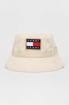 Бавовняний капелюх Tommy Jeans колір бежевий з бавовни Бавовняний капелюх Tommy Jeans колір бежевий з бавовни