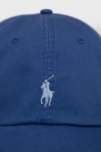 Бавовняна кепка Polo Ralph Lauren гладка колір блакитний