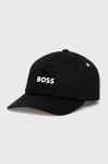 Бавовняна кепка BOSS Boss Casual колір чорний з аплікацією Бавовняна кепка BOSS Boss Casual колір чорний з аплікацією