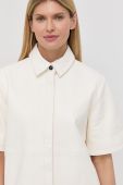 Шкіряна сорочка Herskind жіноча колір білий relaxed класичний комір