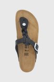 Шкіряні в'єтнамки Birkenstock Gizeh Braided жіночі колір чорний на плоскому ходу Шкіряні в'єтнамки Birkenstock Gizeh Braided жіночі колір чорний на плоскому ходу