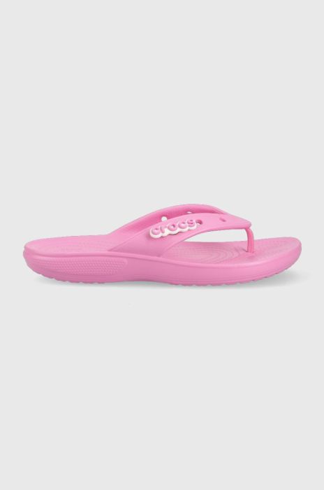В'єтнамки Crocs CLASSIC 207713 жіночі колір фіолетовий на плоскому ходу 207713.6SW-TAFFY.PINK В'єтнамки Crocs CLASSIC 207713 жіночі колір фіолетовий на плоскому ходу 207713.6SW-TAFFY.PINK
