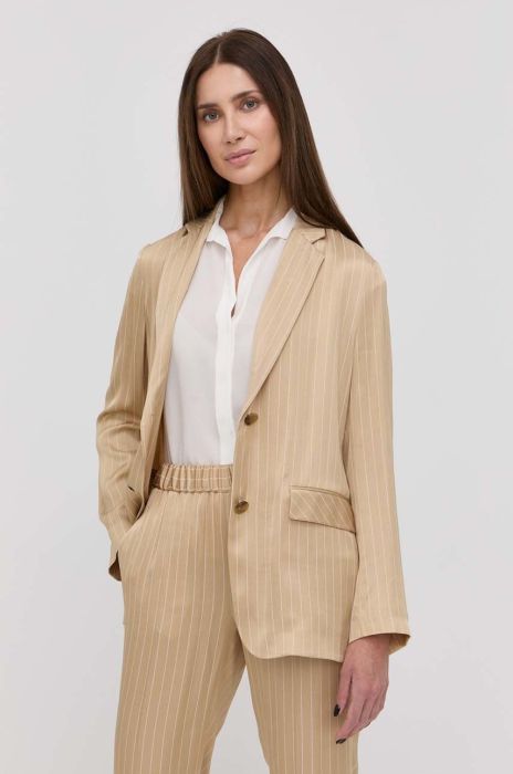 Піджак Boss колір бежевий однобортний візерунок