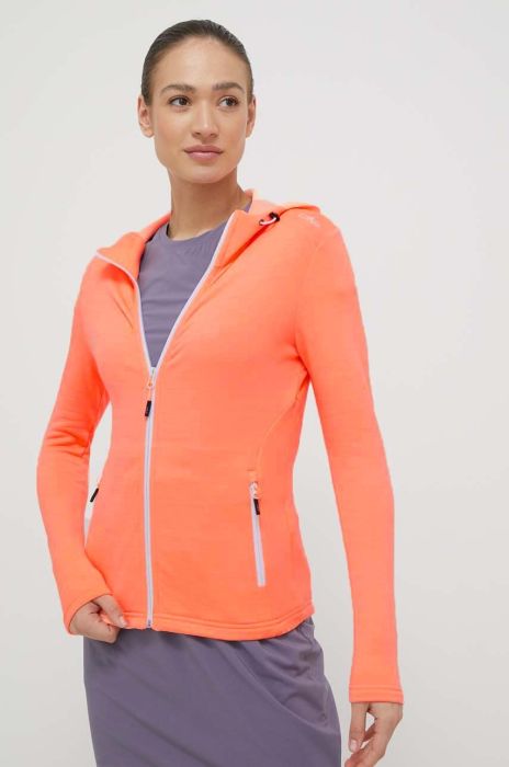 Кофта CMP жіноча колір помаранчевий з капюшоном меланж