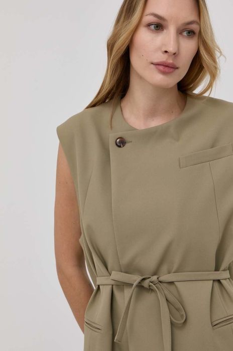 Безрукавка Samsoe Samsoe колір зелений двобортний Безрукавка Samsoe Samsoe колір зелений двобортний