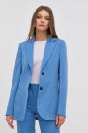 Вовняний піджак Victoria Beckham однобортний однотонна колір блакитний Вовняний піджак Victoria Beckham однобортний однотонна колір блакитний
