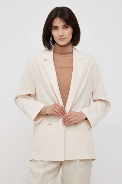 Піджак Sisley колір бежевий без застібки однотонна Піджак Sisley колір бежевий без застібки однотонна