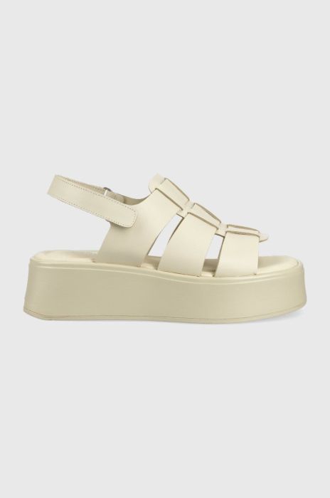 Шкіряні сандалі Vagabond Shoemakers Courtney жіночі колір бежевий на платформі (2297091)