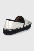 Шкіряні еспадрилі Love Moschino колір срібний на платформі Шкіряні еспадрилі Love Moschino колір срібний на платформі