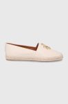Шкіряні еспадрилі Tory Burch Eleanor Espadrille колір бежевий
