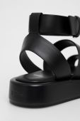 Шкіряні сандалі BOSS жіночі колір чорний на платформі