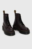 Шкіряні черевики Dr. Martens жіночі колір бордовий на плоскому ходу