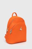 Шкіряний рюкзак Patrizia Pepe жіночий колір помаранчевий малий однотонний