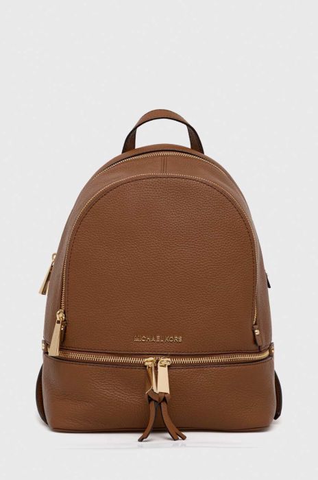 Шкіряний рюкзак MICHAEL Michael Kors жіночий колір коричневий малий однотонний (3076598) Шкіряний рюкзак MICHAEL Michael Kors жіночий колір коричневий малий однотонний (3076598)