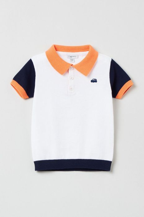 Дитяче бавовняне поло OVS колір білий візерунок Дитяче бавовняне поло OVS колір білий візерунок