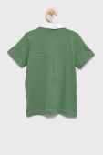Дитяче бавовняне поло United Colors of Benetton колір зелений з аплікацією
