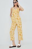 Лляний комбінезон Rip Curl колір жовтий декольте трикутник