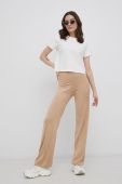 Штани Noisy May жіноче колір бежевий кльош висока посадка