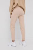 Бавовняні штани Boss жіночі колір бежевий гладкі