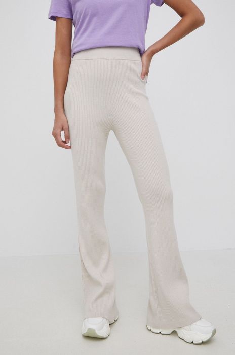 Штани Tommy Jeans жіноче колір бежевий гладке Штани Tommy Jeans жіноче колір бежевий гладке