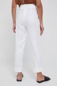Льняні штани Emporio Armani жіночі колір білий широке висока посадка