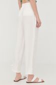Льняні штани Patrizia Pepe жіночі колір білий широке висока посадка Льняні штани Patrizia Pepe жіночі колір білий широке висока посадка
