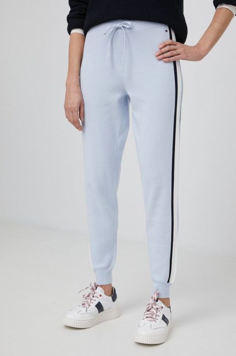 Штани Tommy Hilfiger жіночі візерунок колір блакитний Штани Tommy Hilfiger жіночі візерунок колір блакитний