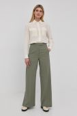 Штани з домішкою вовни Tiger Of Sweden жіночі колір зелений широке висока посадка