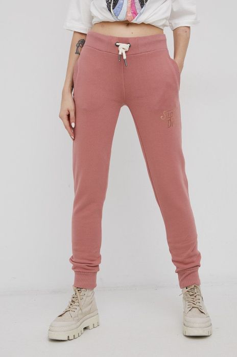 Штани Superdry жіночі колір рожевий з принтом Штани Superdry жіночі колір рожевий з принтом