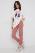 Штани Superdry жіночі колір рожевий з принтом Штани Superdry жіночі колір рожевий з принтом