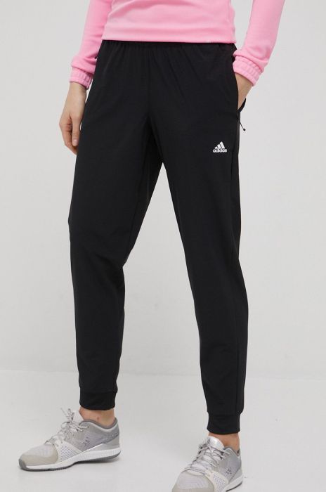 Штани для тренувань adidas Performance Versatile HD9622 жіночі колір чорний пряме висока посадка Штани для тренувань adidas Performance Versatile HD9622 жіночі колір чорний пряме висока посадка