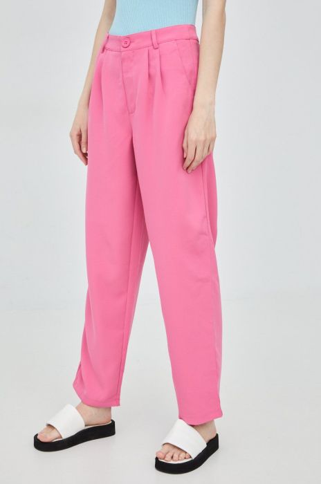 Штани Noisy May жіночі колір фіолетовий широке середня посадка Штани Noisy May жіночі колір фіолетовий широке середня посадка