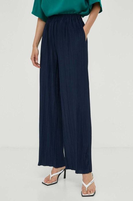 Штани Samsoe Samsoe жіночі колір синій широке висока посадка Штани Samsoe Samsoe жіночі колір синій широке висока посадка