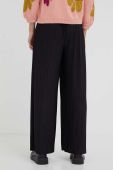 Штани Samsoe Samsoe жіночі колір чорний широке висока посадка (3448897)