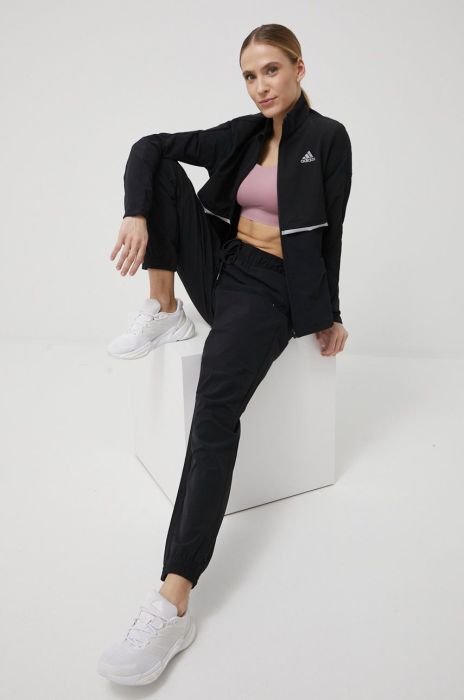 Штани для тренувань adidas жіночі колір чорний однотонні Штани для тренувань adidas жіночі колір чорний однотонні