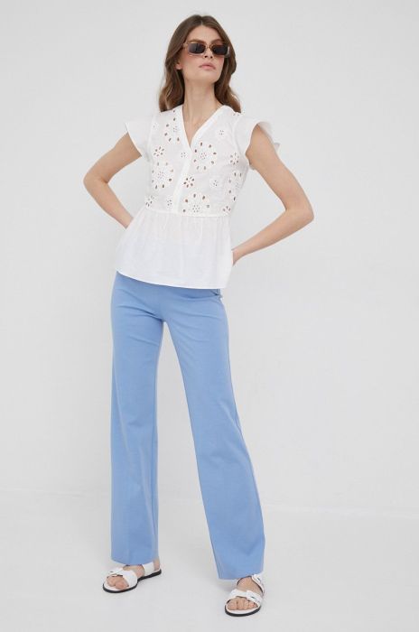 Штани Drykorn жіночі облягаюче висока посадка колір блакитний Штани Drykorn жіночі облягаюче висока посадка колір блакитний