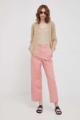 Штани Sisley жіночі колір рожевий пряме висока посадка (2357105)