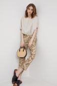 Штани Sisley жіночі колір бежевий пряме висока посадка (2353213) Штани Sisley жіночі колір бежевий пряме висока посадка (2353213)