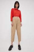 Штани United Colors of Benetton жіночі колір бежевий пряме висока посадка (2342769)